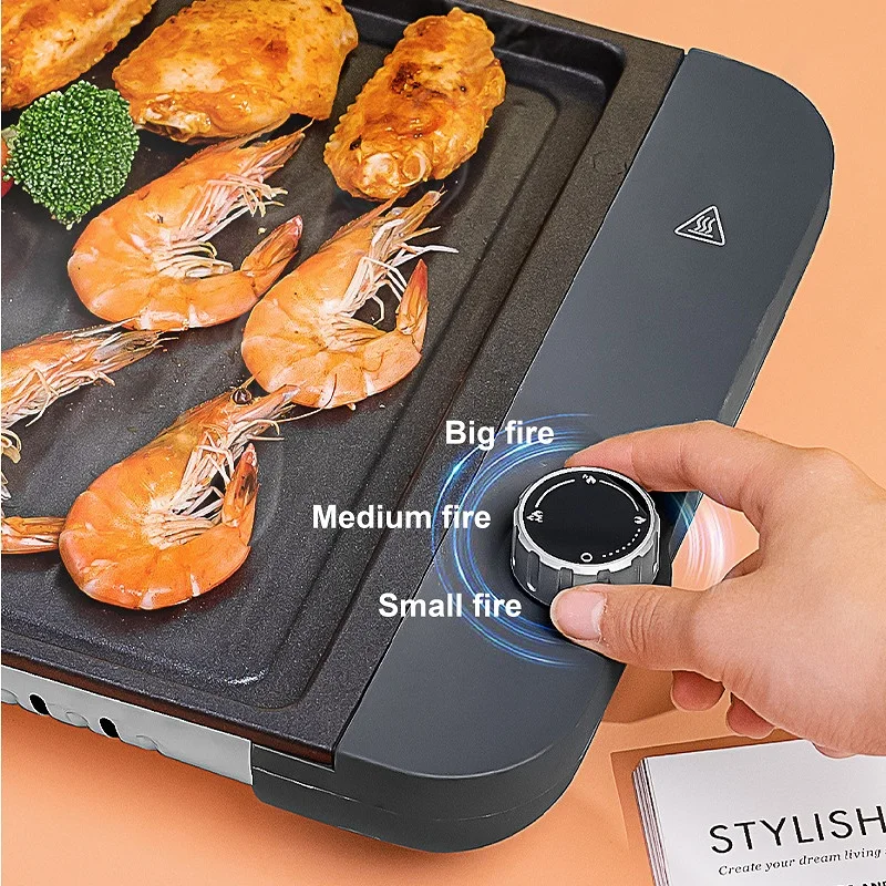 220V Home Electric Oven Smokeless Non-stick Barbecue Electromechanical Hot Plate Barbecue Tool Iron Plate Barbecue Meat Pot