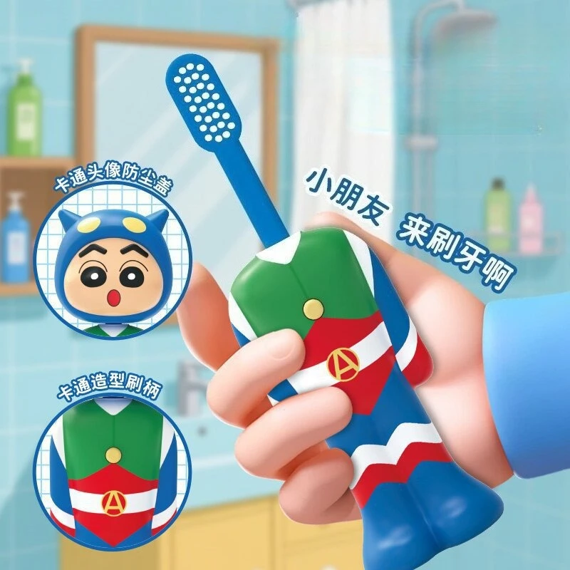 Popular  Crayon Shin Chan Cartoon Retractable Toothbrush Soft Bristle Portable Travel Toothbrush Cute Toy Shape Oral Care Gift