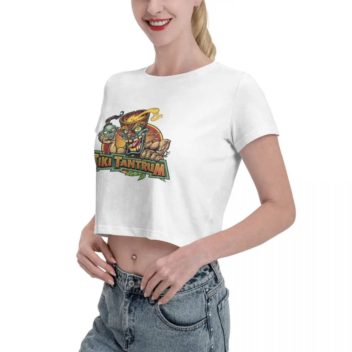 Trader Sam's Tiki Bar Trader Sams Leak navel T-shirt, Womens Summer Cotton Tee Fashion Crew Neck Short Sleeve T Shirts