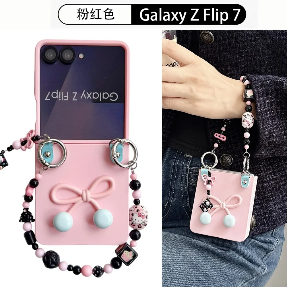 

Bow Bracelet Phone Case For Samsung Galaxy Z Flip 7 5G PC Hard Shell Protective Shockproof Back Cover