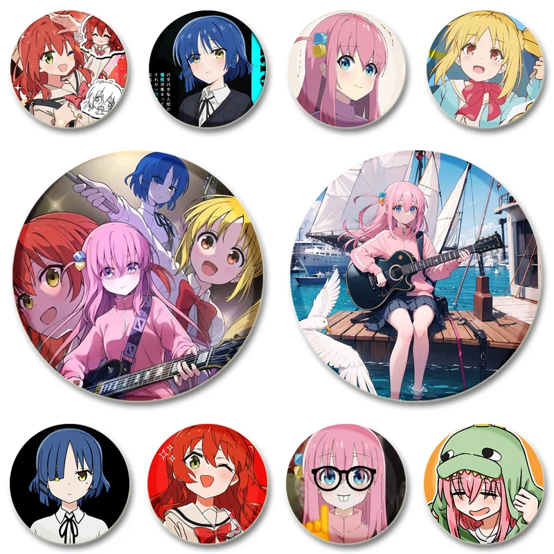 

58mm Handmade Comic Brooches Hitori Gotou Nijika Ijichi Ryou Yamada Ikuyo Kita Kikuri Hiroi Badge for Collar Jewelry Clothes Hat