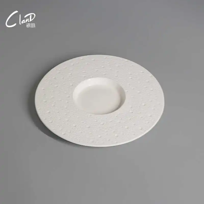 luxury wide-brimmed soup plate high-grade straw hat plate ceramic salad dish deep plates Western cuisine plate hotel tableware