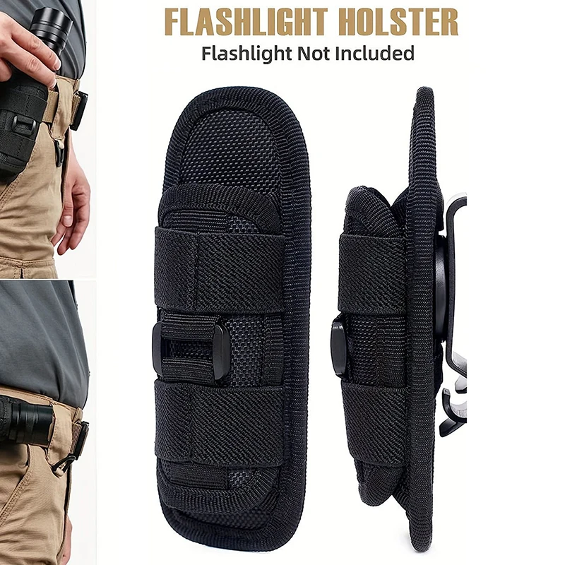 Tactical Hunting Nylon Flashlight Pouch 360Degree Rotatable Outdoor Flashlight Cover Holster Torch Case Portable Torch Cover