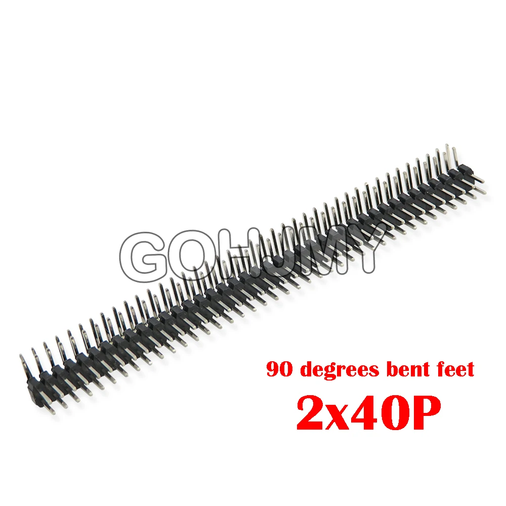 10 pz 40 Pin 1x40 2x40 singola doppia fila maschio 2.0 Pin Breakable Header connettore Strip per Arduino nero 2.0MM 90 gradi