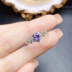 FS 4*5mm Natural Tanzanite Ring S925 Sterling Silver for Women Fine Fashion Charm Weddings Jewelry MeiBaPJ With Certificate