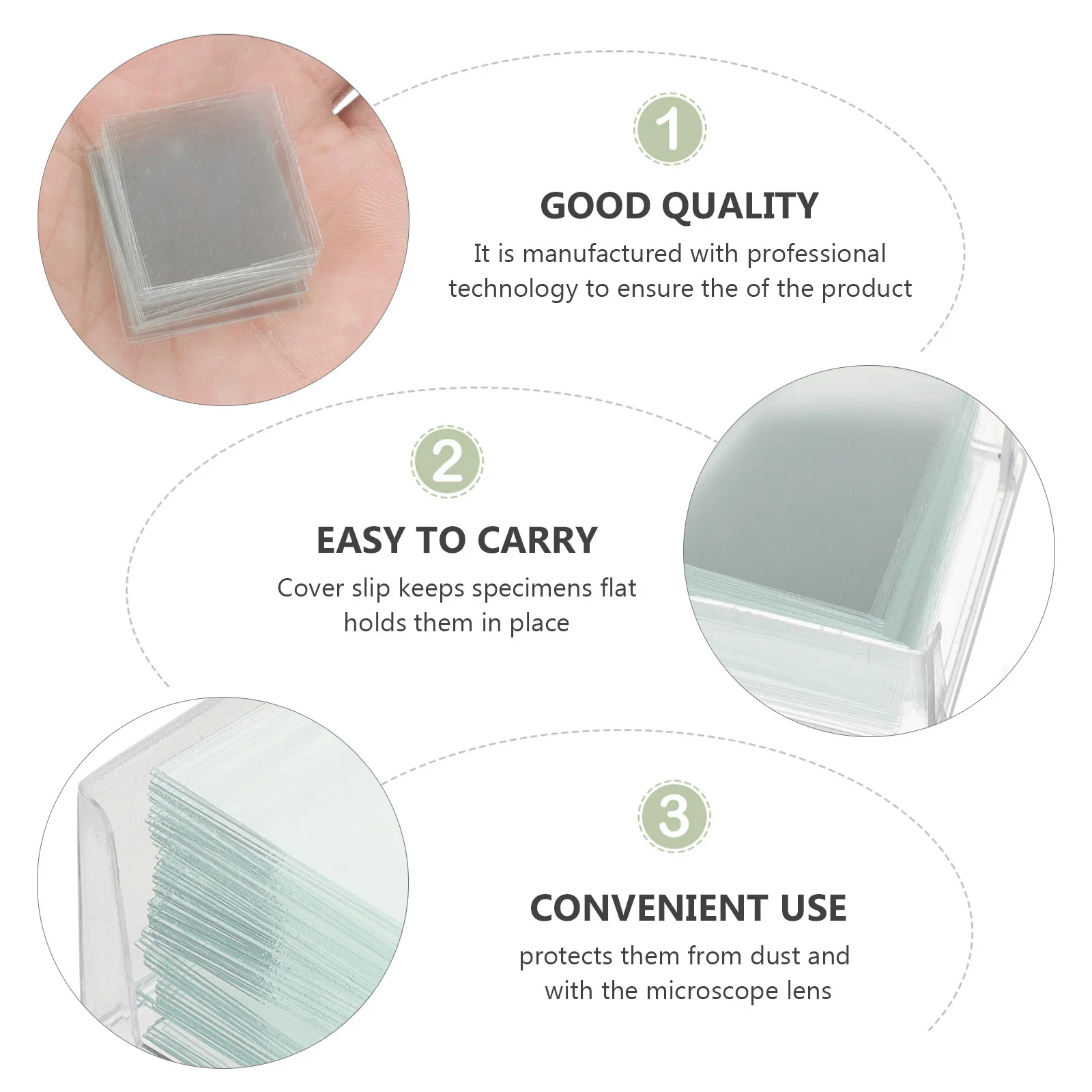 

1000Pcs Square Microscope Cover Glass Optical Glass Slides Clear Coverslips Kit for Lab Student Use