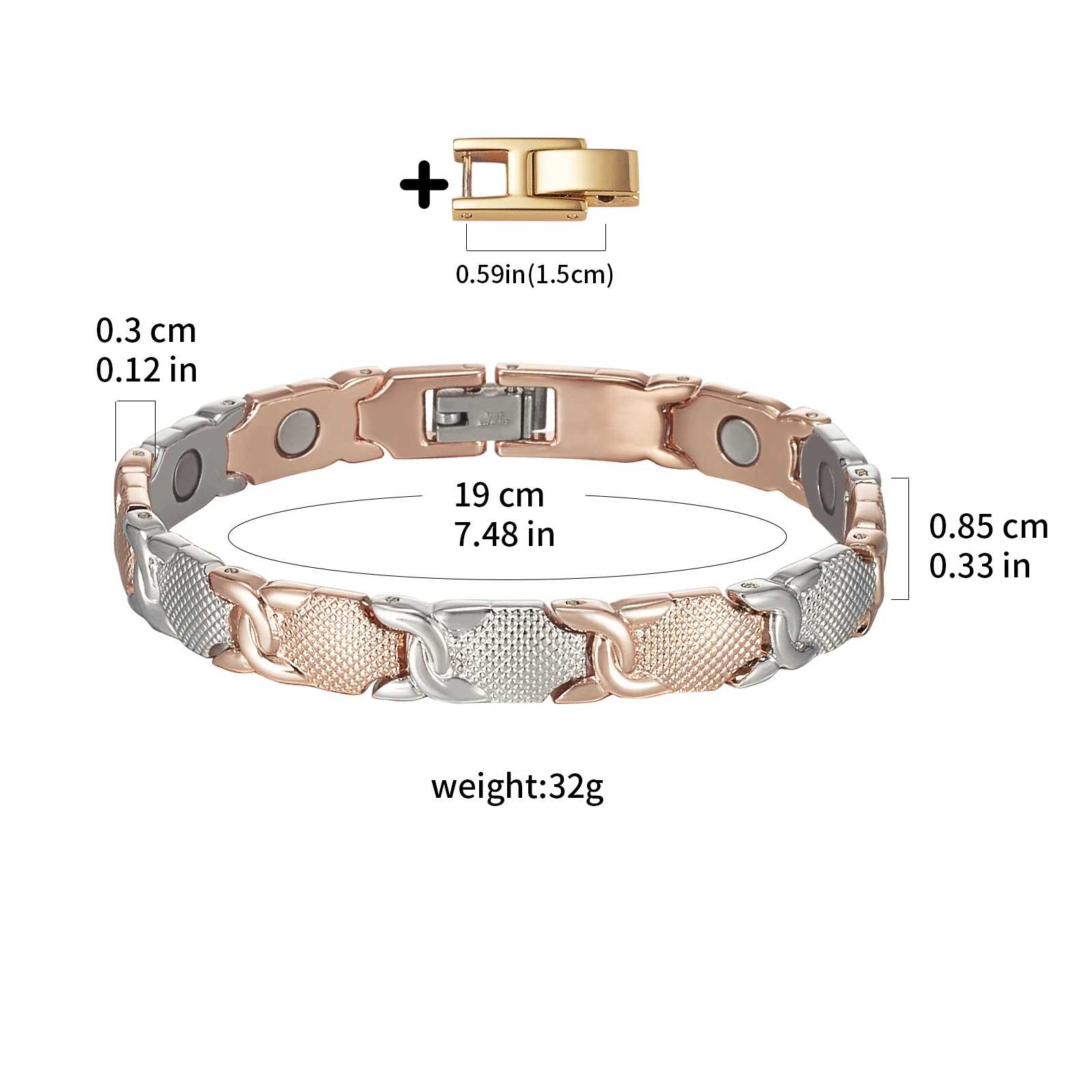 Wollet Stainless Steel Magnetic Bracelet for Women, Elegant Gold Magnetic Bracelet with Magnet Jewelry Gift