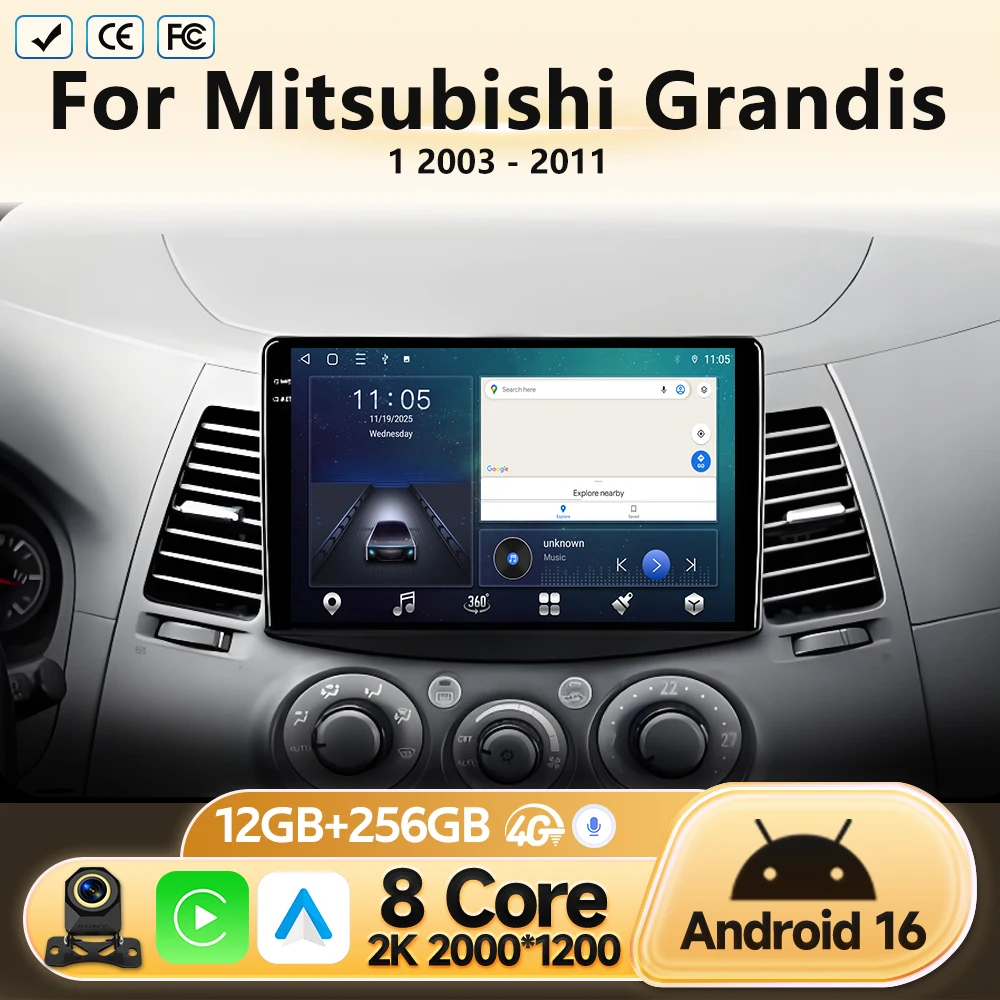 4G Head Unit For Mitsubishi Grandis 1 2003 - 2011 Car Radio GPS Navigation Multimedia Video Player Stereo Android Auto Carplay