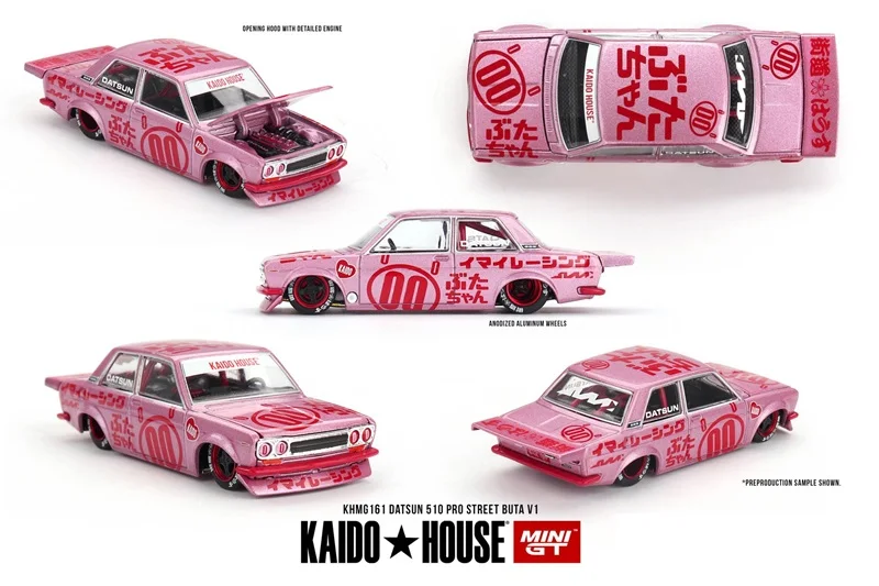Kaido House MINI GT Datsun 510 Pro Street Buta V1 Die-Cast Car Model Miniature Gifts