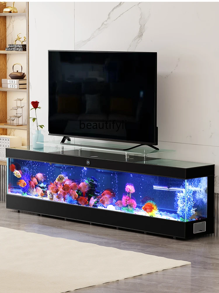 TV Cabinet Glass Fish Tank Smart Aquarium Living Room Home Medium Ecological Change Water