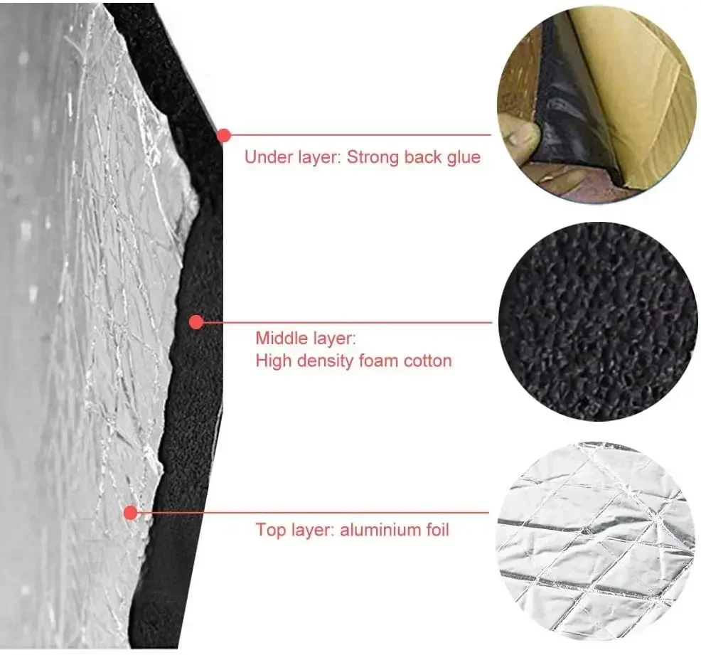 200cmx50cm Car Truck Firewall Heat Sound Deadener 7mm/10mm Noise Insulation Mat Wool Car Heat Sound Thermal Proofing Pad