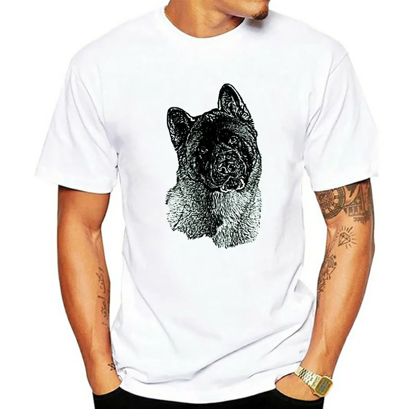 American Akita Sketch Mens Printed T-Shirt Top Great Gift For Dog Lover Spitz Summer Tee Shirt