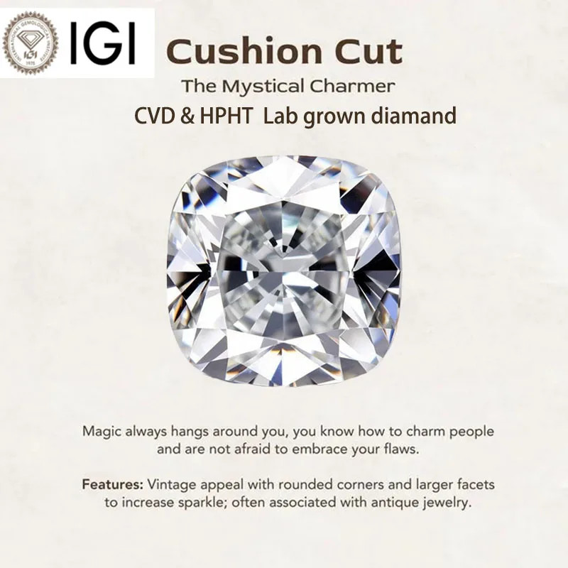 

IGI Certified Transparent Pad Cut Laboratory Grown Loose Diamonds D-E Color VS/VVS Clarity 1CT-3CT Selection