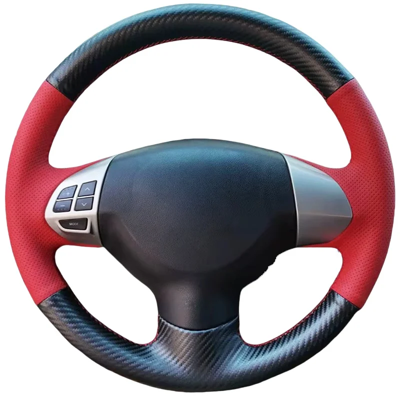 

DIY Genuine Leather Carbon Fiber Steering Wheel Cover For Mitsubishi Lancer X 10 2007-2015 Outlander 2006-2013 ASX 2010-2013
