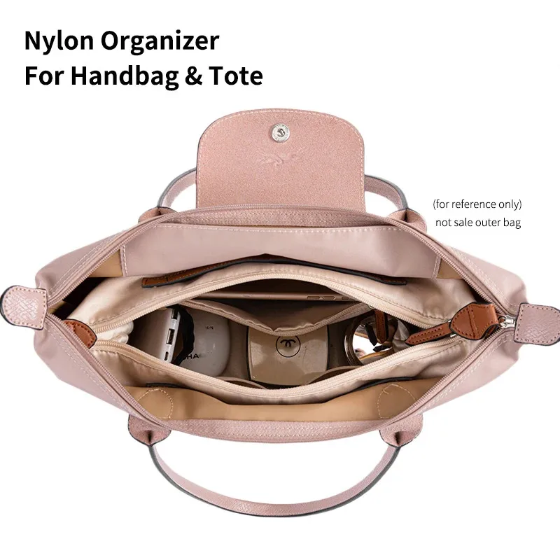 Bag Organizer Inner Liner Accessory For Longchamp LE PLIAGE Handbags Expand Space Anti-Collapse Satin Fabric Insert Pocket