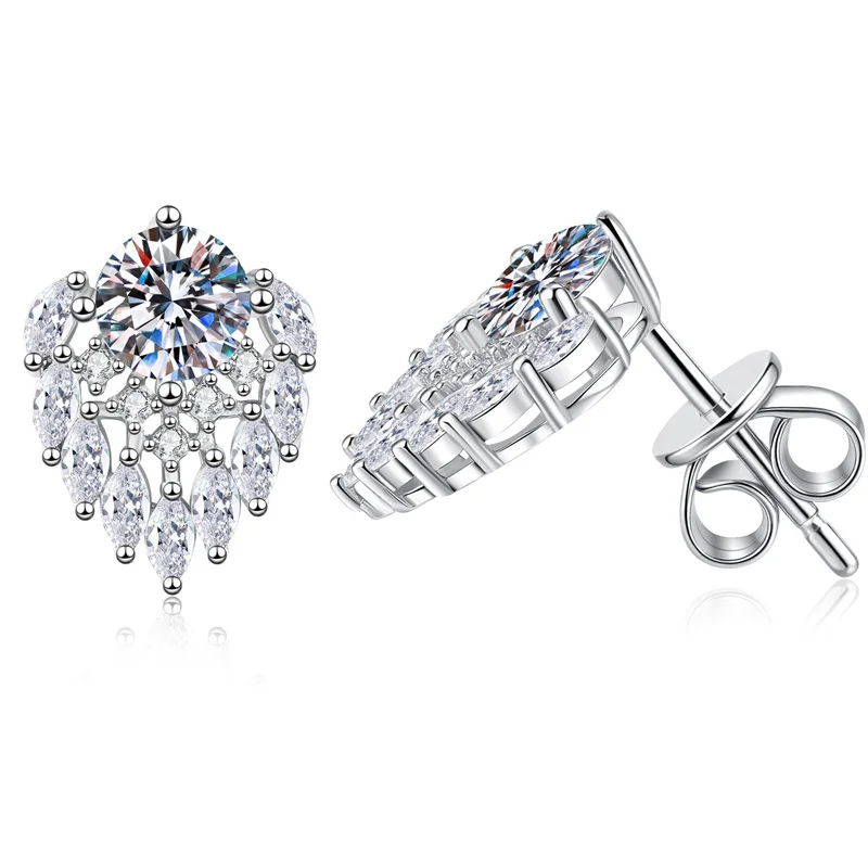 

E343 Lefei Fashion Color D Diamondset Classic Moissanite Eye Leaf Earring For Charm Women 925 Sterling Silver Party Jewelry Gift