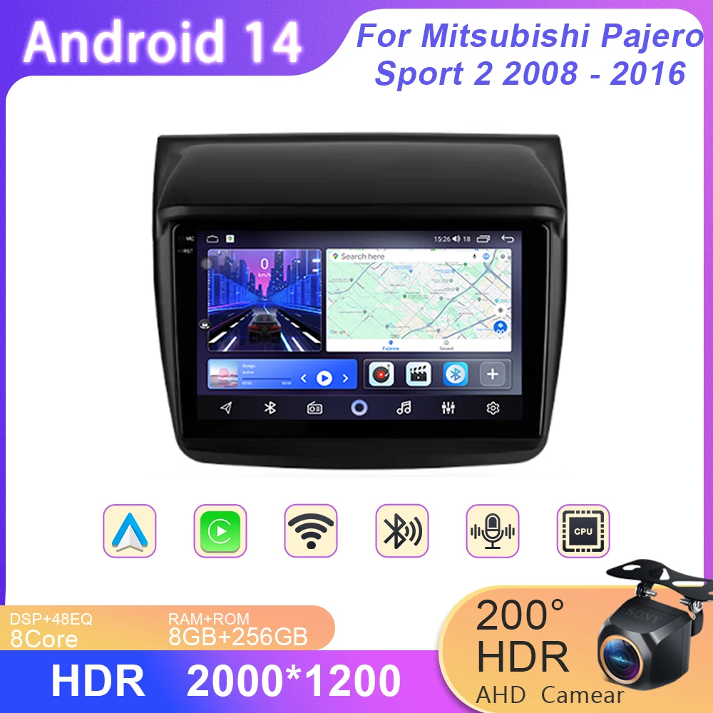 

Android 14 Car Radio For Mitsubishi Pajero Sport 2 2008 - 2016 L200 4 Multimedia Video Navigation GPS Player 5G WIFI No 2din dvd