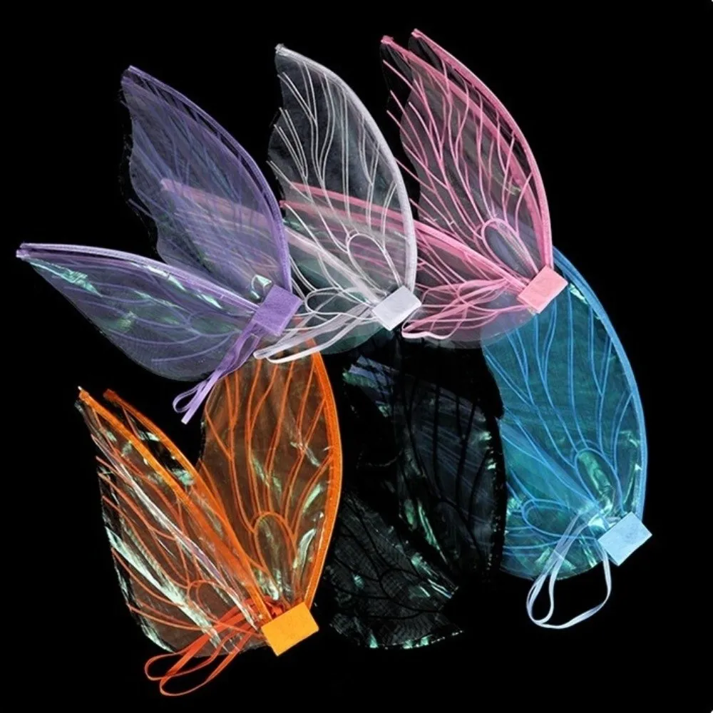 코스프레 소품 소녀 나비 날개 Organza 여러 가지 빛깔의 요정 날개 스파클 경량 드레스 업 날개 의상 파티 액세서리
