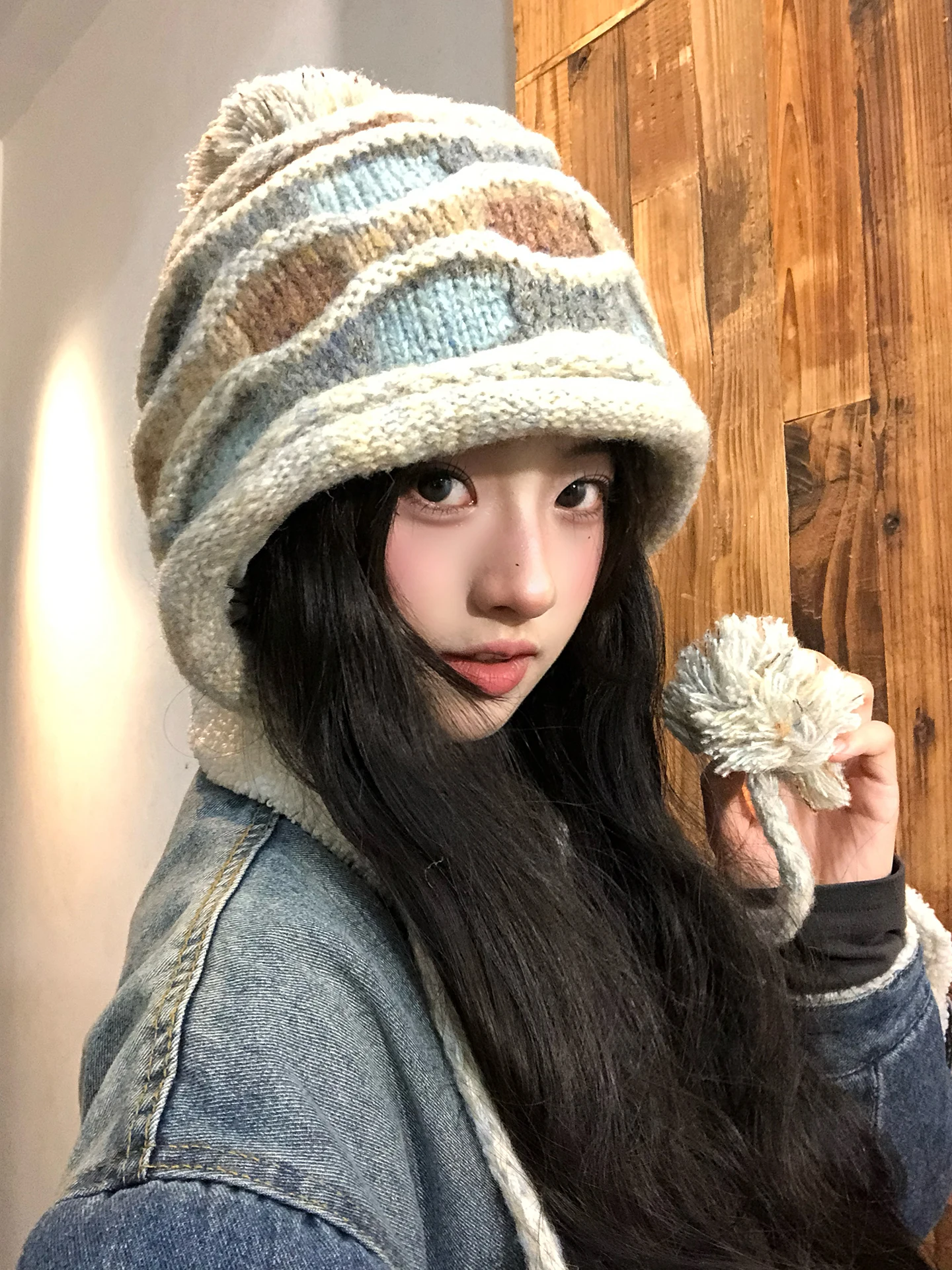 Retro Fair Isle Knitted Hat Women's Winter Ear Protection Ball Cap  Design Casual Style Unisex Autumn Winter Hat