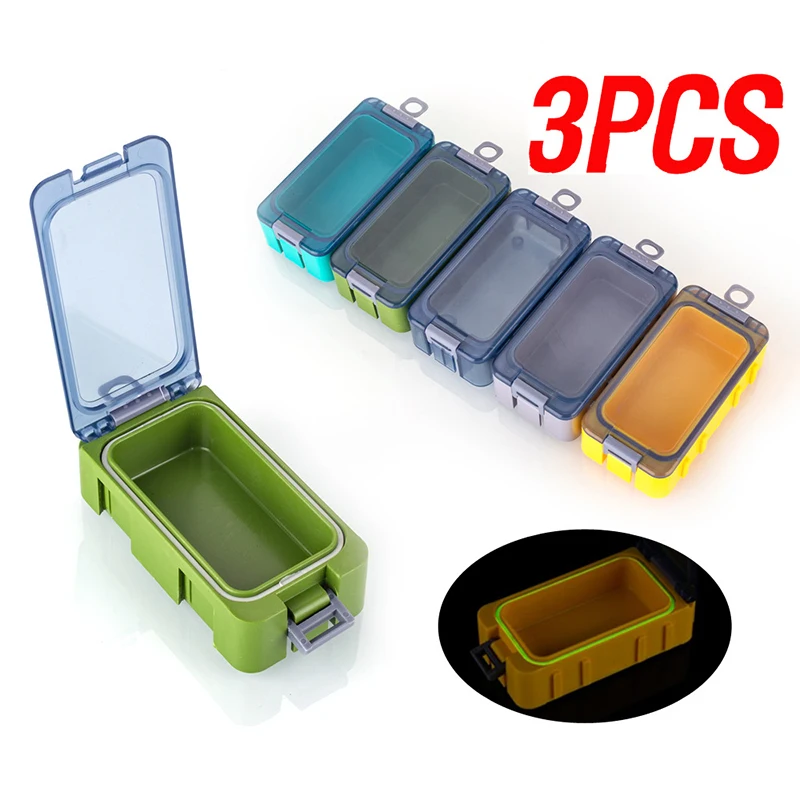 【W】3PCS Fishing Glow-in-the-dark Toolbox Mini Splice Storage Box Plastic Accessories Storage Box Hard Bait Container Carp