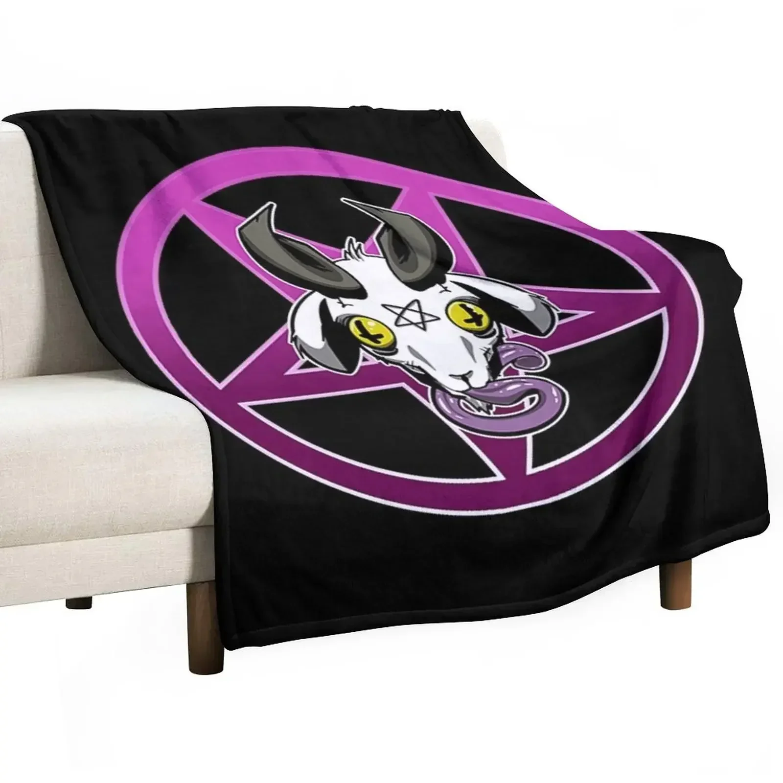 The Pentagram GOAT Pink T-Shirt Throw Blanket Soft Big halloween Thermals For Travel Kid'S bed plaid Blankets