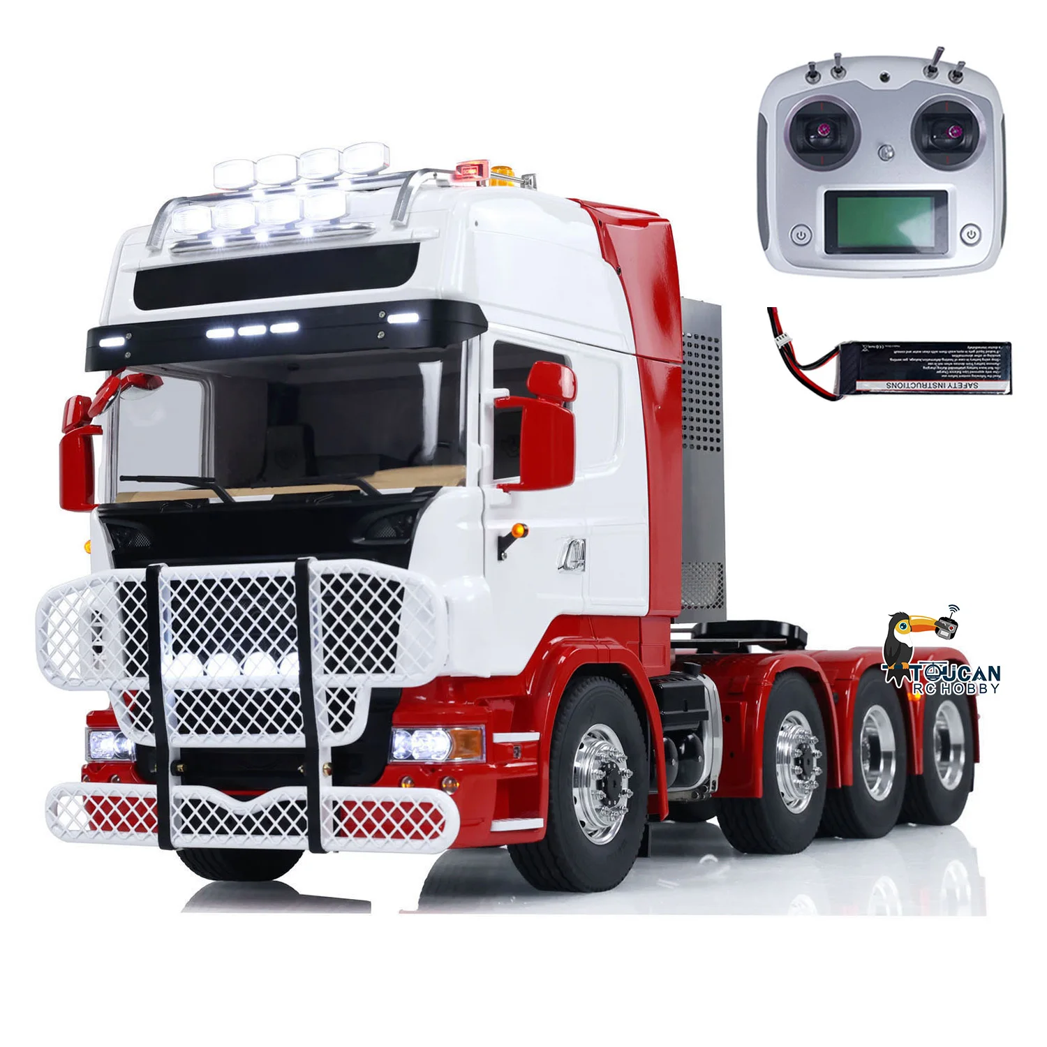

1/14 LESU 8X8 RC Tractor Truck Metal TOUCAN DIY Ready to GO Radio Car 2-speed Transmission Light Sound Vehicle Model THZH1873