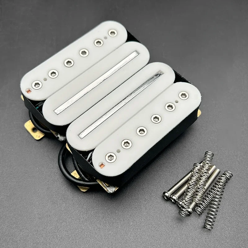 Electric Guitar Humbucker Blade and Hex Screw Adjusting Dual Coil Guitar Pickup with 4 Conduct Cable/Coil Splitting White