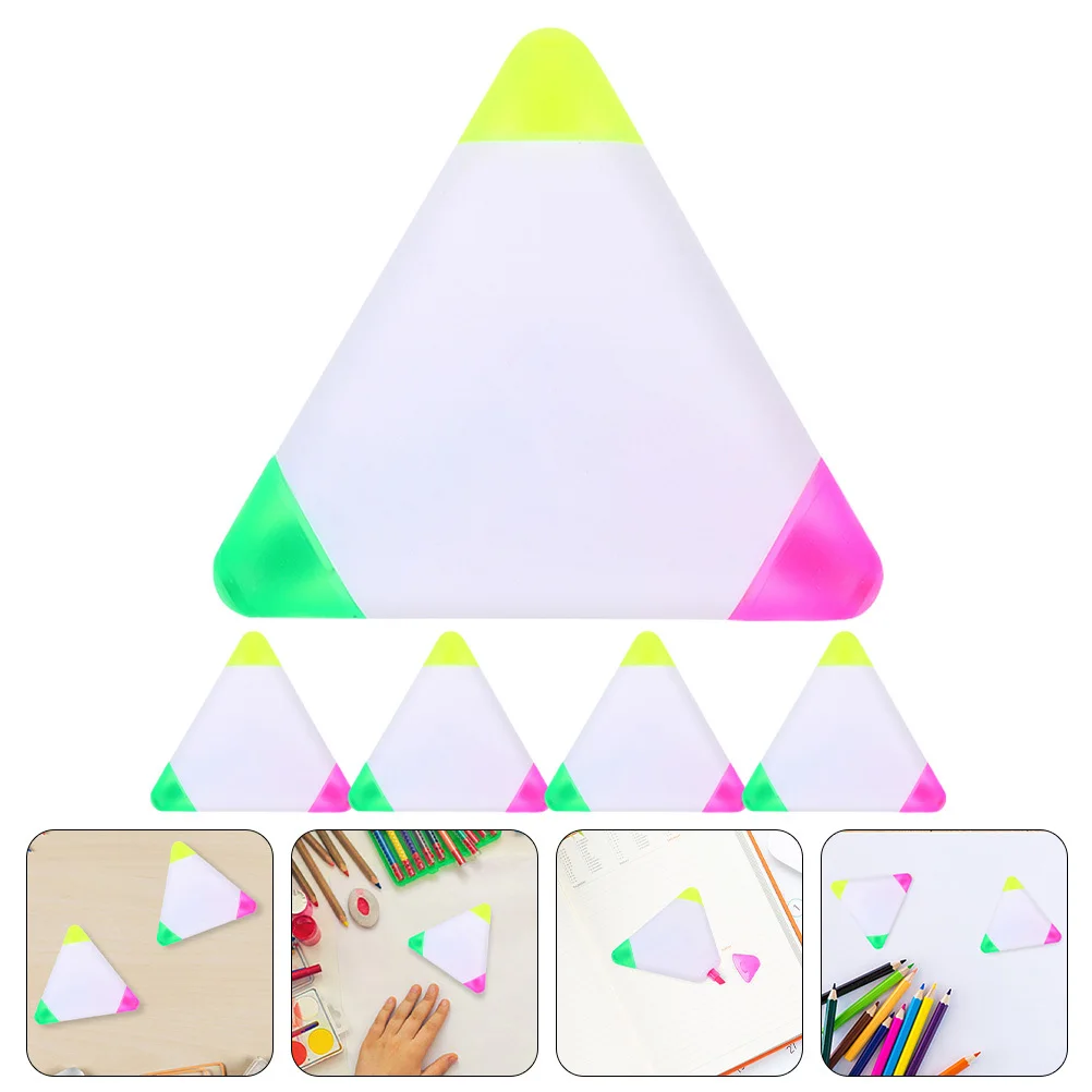 

5Pcs Triangle Fluorescent Highlighters Multicolor Marking Pens for Students Notes Reading Paperwork Scrapbooking