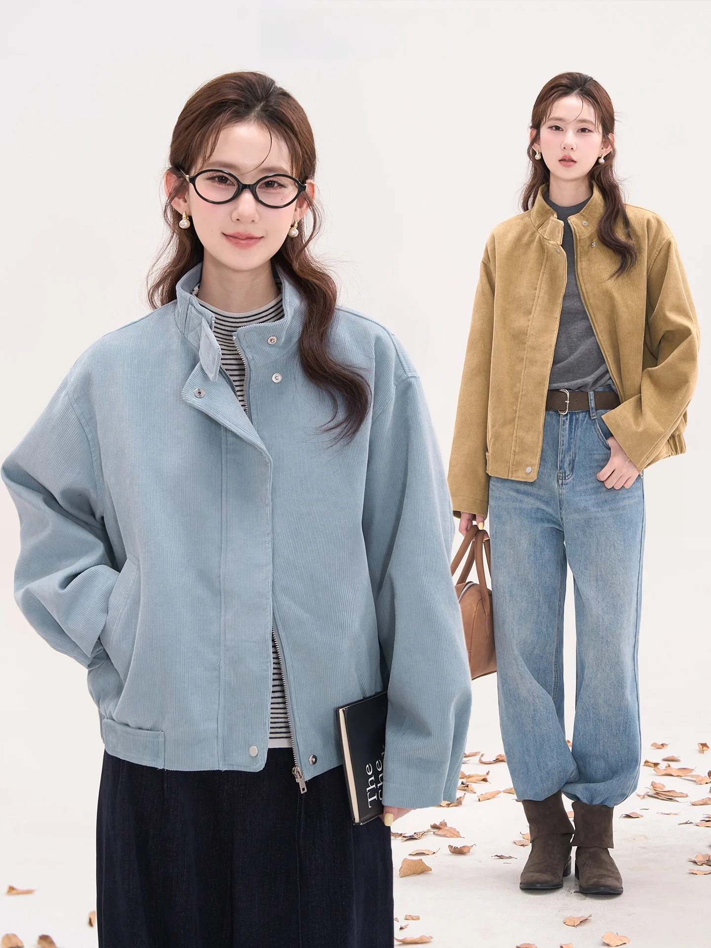 

Korean Sle Velvet Jaet Women's Loose Casual Stand Collar Coat Autumn Winter Faionable Outerwear Ladies' ort Coat