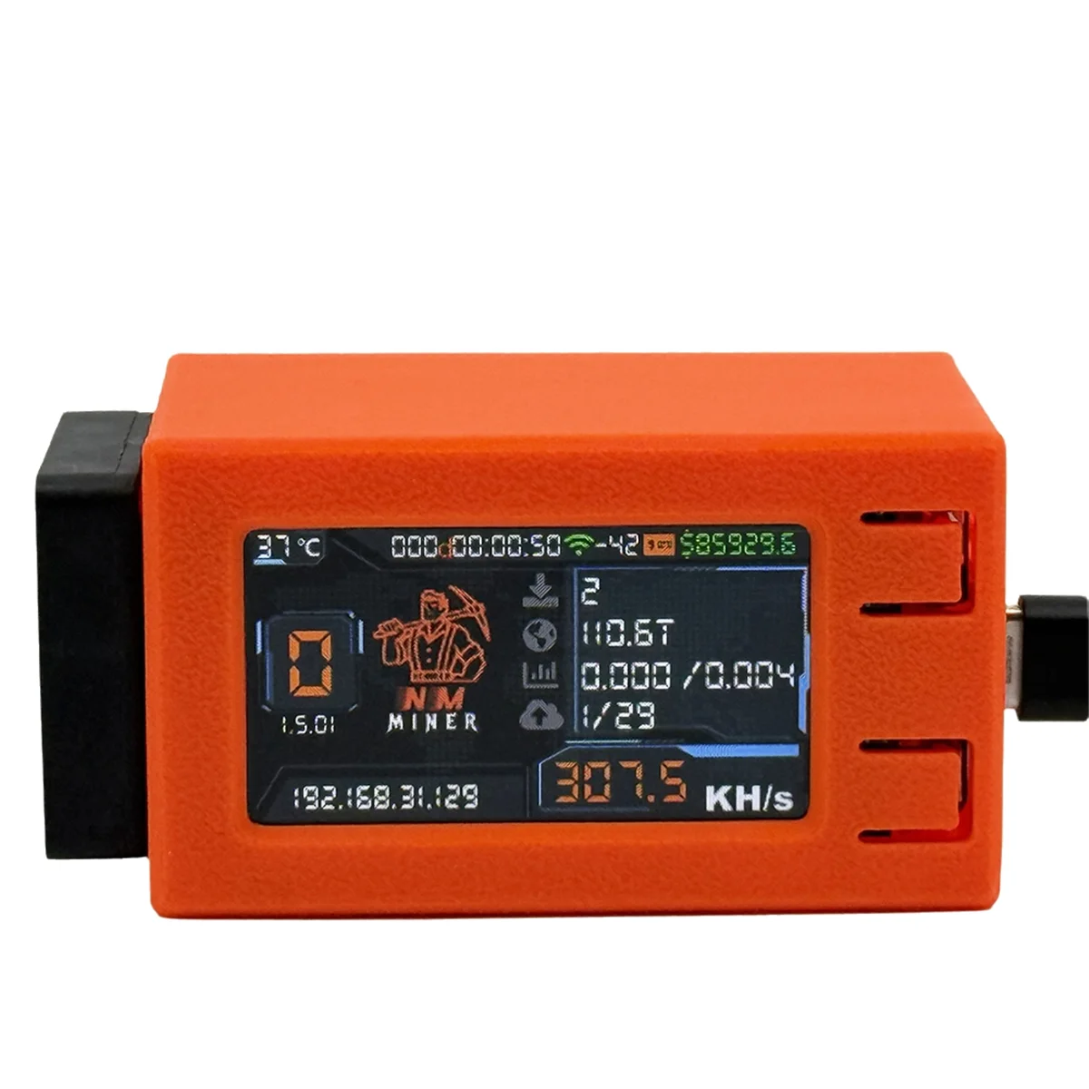 

CHFL NMminer Nerdminer 307KH/S BTC Solo Lottery Miner 1.91inch Color Screen Bitcoin BTC Miner Nerd Miner with Cooling Fan
