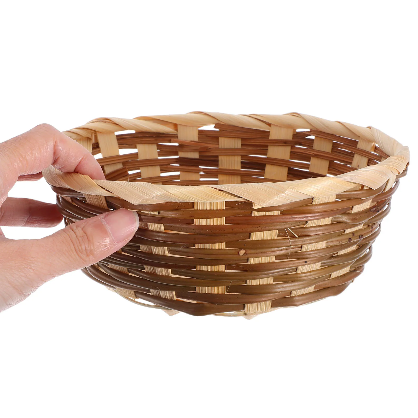 

5pcs Bamboo Fruit Basket Handwoven Storage Containers Food Home Decor Woven Baskets Household Organizer