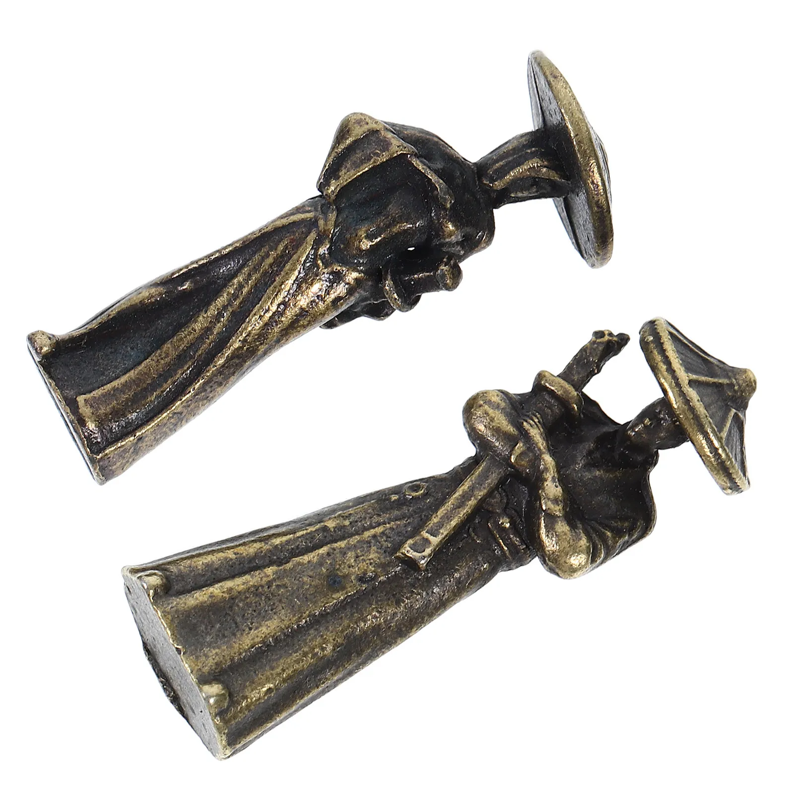 2Pcs Miniature Ancient Samurai Warrior Sculpture Car Dashboard Zen Garden Bonsai Decoration Car Interior Fish Tank Ornament