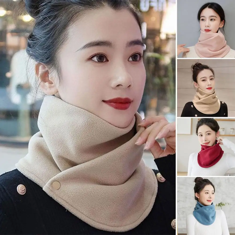 Winter Fleece Neck Scarf Thickened Warmth Neck Sleeve Women Scarf Double Layer Plush Neckerchief Fluffy Cozy Fuzzy Scarf Ring