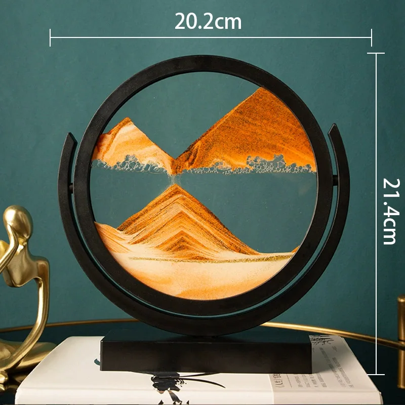 Creative Timer, Hourglass Ornament - Dynamic Moving Sand Desktop Decor, 8-Inch 3D Glass Sand Art Timer,No Electricity Needed