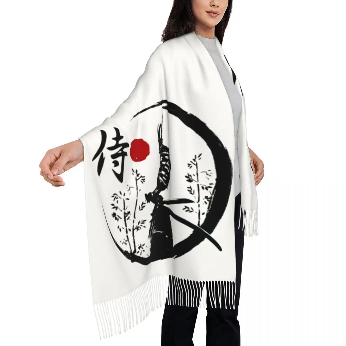 Custom Print Japanese Samurai Warrior Scarf Men Women Winter Warm Scarves Katana Bushido Shawls Wraps