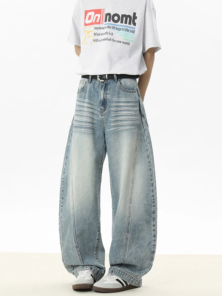 

Мужские джинсы в американском ретро-стиле, модные, свободные, с широкими штанинами, молодежные, длинные брюки