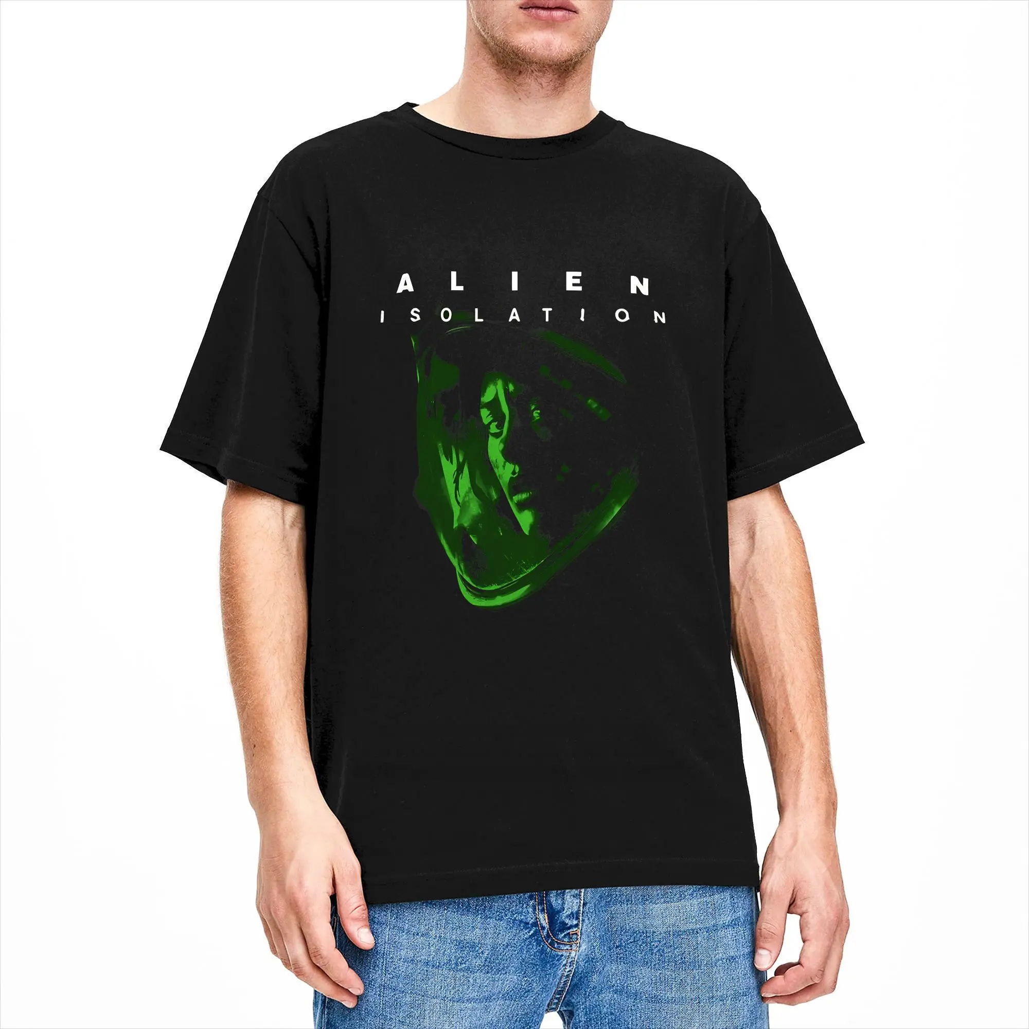 Horror Isolation Game Alien T-Shirts Men  Cool Cotton Tee Shirt Crew Neck Short Sleeve T Shirt Gift Idea Clothes