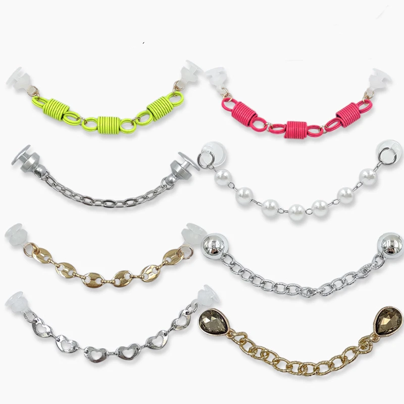 1pcs chain shoes charms buckles fashion diamond-mounted Accessories for phones clogs shoe phone case Decorations unisex gifts