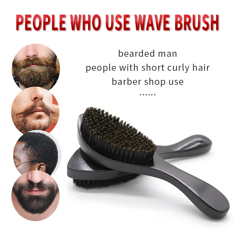 Cepillo Barba 360 Wave Brush For Men Beard Brush Medium Soft Boar bristle Wood Brush Beard Curve Palm Wave Brush Wood Beard Comb