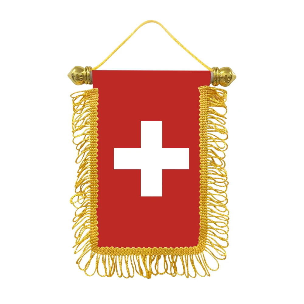 Switzerland small hangicng flag 10x15cm triangular flag car decoration hanging flag double-sided pattern with suction cup