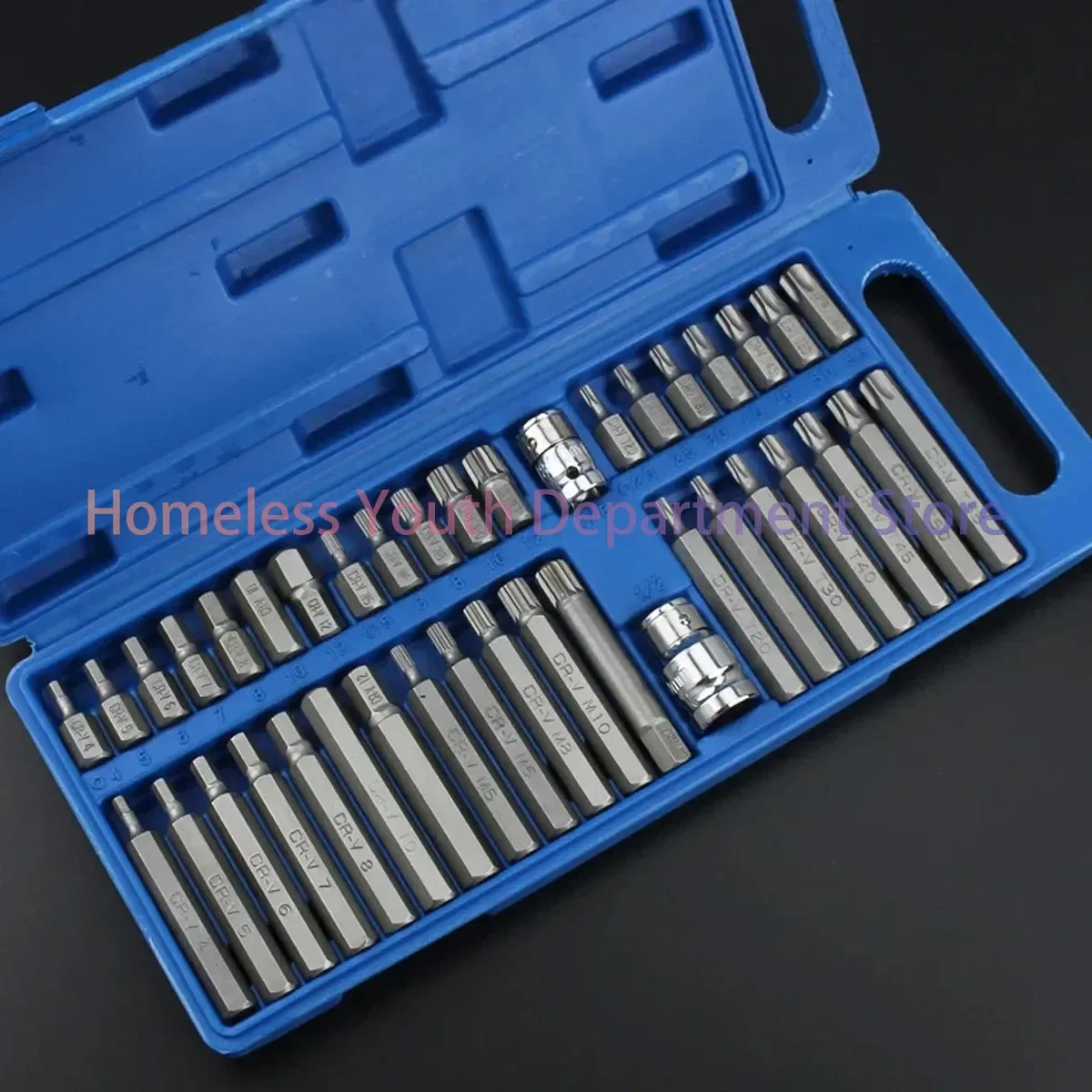 40Pcs 1/2in 3/8in Adaptor Drive Shank Hex Torx Star Impact Socket Set Metric Socket Set Ratchet Driver Socket Wrench
