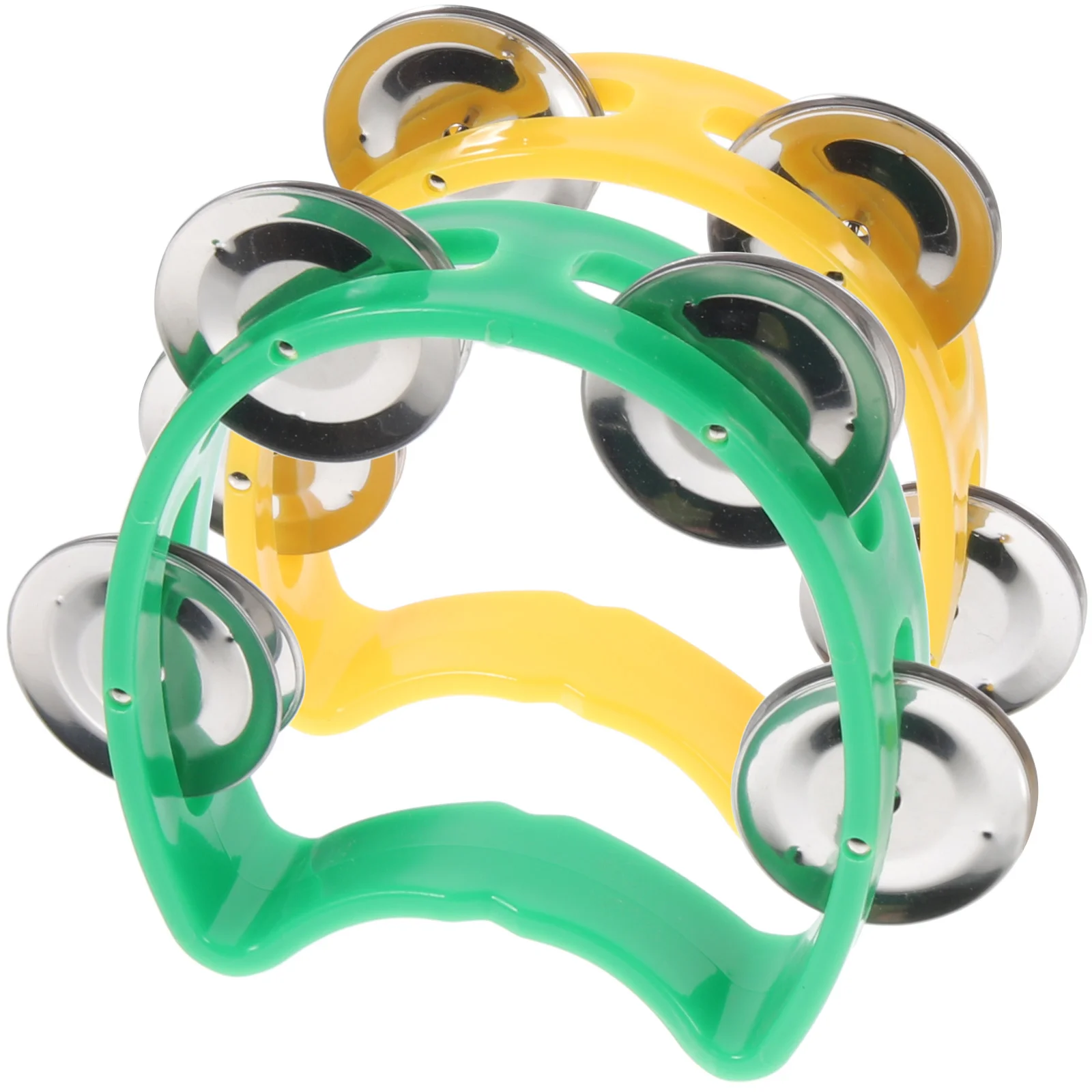 

2Pcs Top-Class Material Tambourine Instrument Jingles Percussion Cutaway Handle Durable Music Concert Tambourine