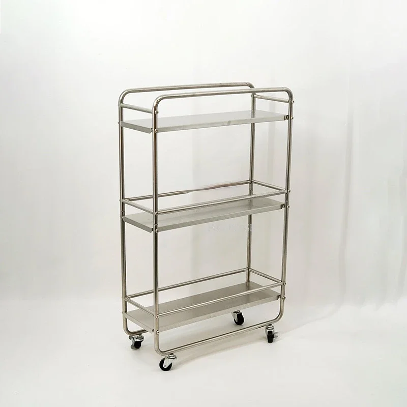 

Nordic Narrow Slot Kitchen Trolley Living Room Sofa Multi-layer Shelf Stainless Steel Storage Rack Minimalist Bedside Cabinet