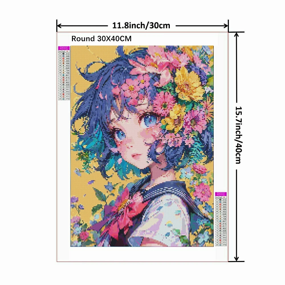 5D Diamond Painting Cartoon Girl Flower Full Diamond Mosaic Embroidery Cross Embroidery Diamond Painting Set Home Decoration