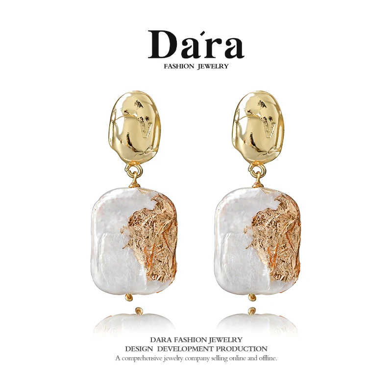 Freshwater pearl earrings 15*20mm baroque irregular pearls, the first choice for elegant daily dating gifts for women