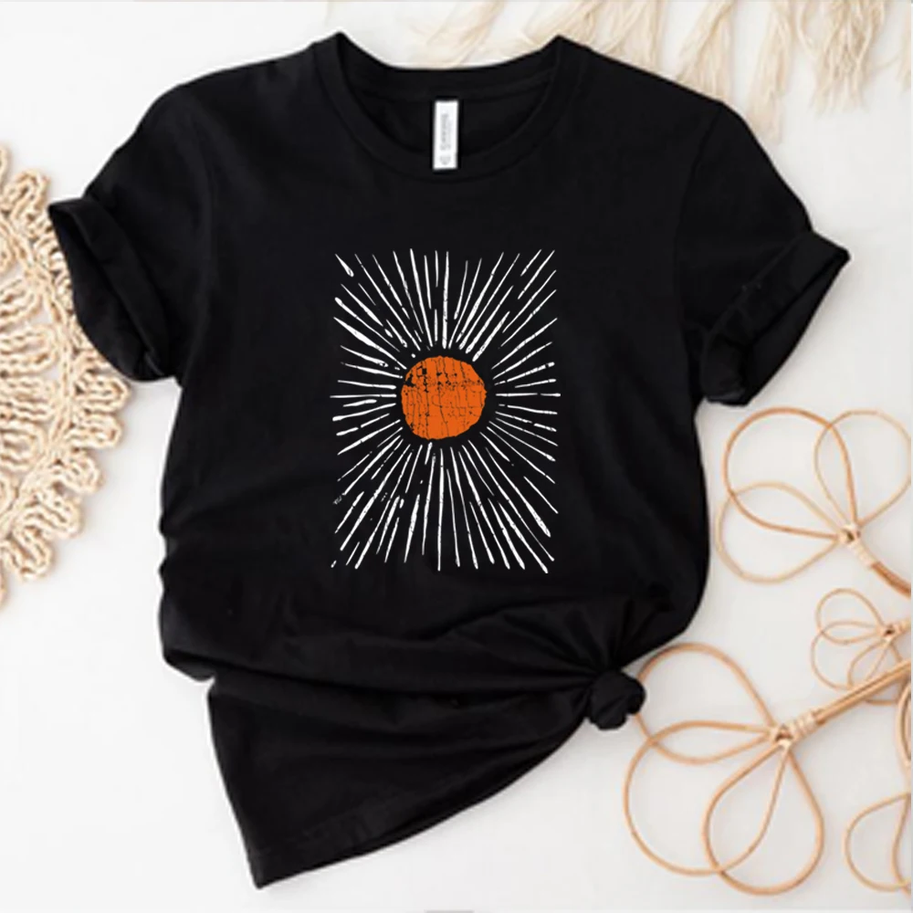 Sunburst Vintage Comfort Colors T Shirt Garment Dyed Print Short Sleeve Shirt Retro Boho Shirts Unisex Spring Clothing