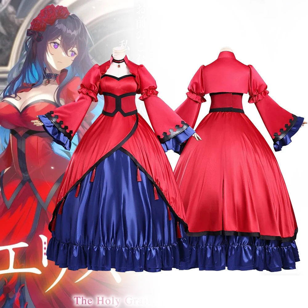 

Anime The Holy Grail Of Eris Scarlett Castle Cosplay Costume Women Lolita Red Dress Masquerade Uniform Halloween Clothes