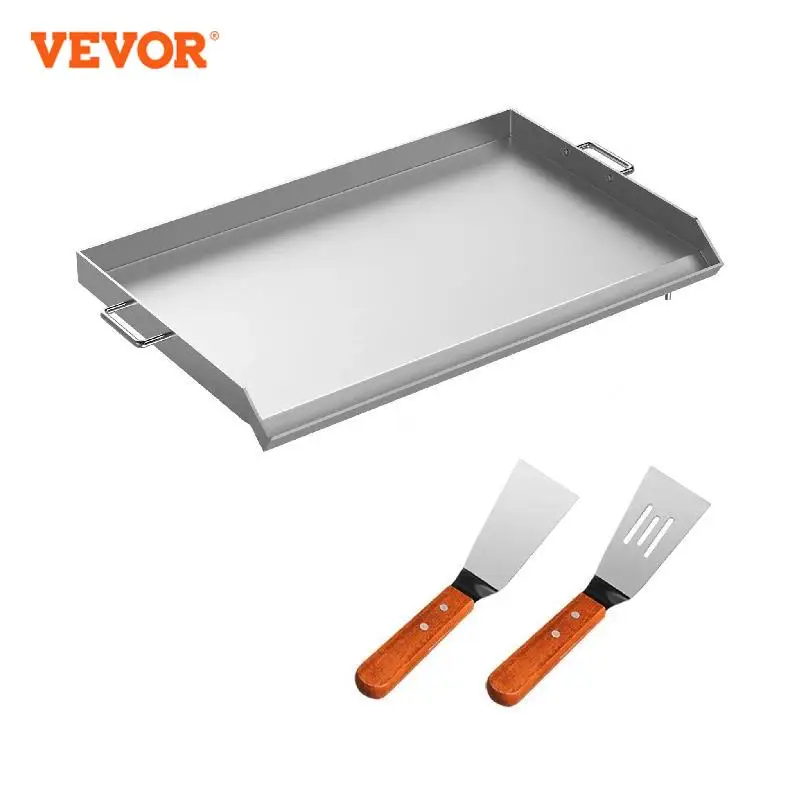 

VEVOR 32" X 17" Stainless Steel Griddle Universal Flat Top Rectangular Plate , BBQ Charcoal/Gas Grill with 2 Handles