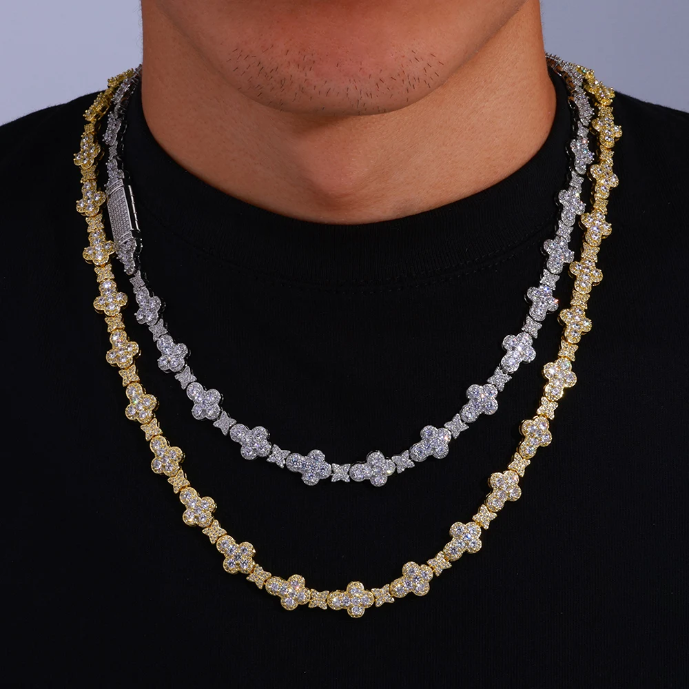 

Hip Hop Jewelry Iced Out Full Pave Cubic Zirconia Star Cross Choker Necklace Shiny Diamond Cross Link Chain Women Men Fine Gift