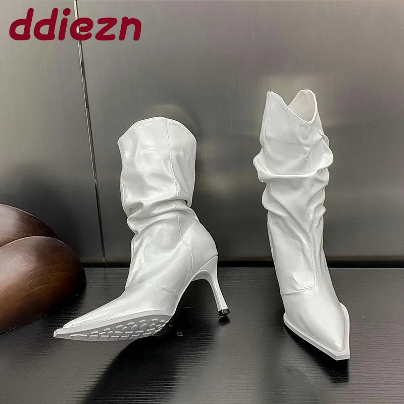 

Новые женские современные ботинки до щиколотки на тонком каблуке, модные женские короткие ботинки «Челси» с острым носком, туфли-лодочки без шнуровки